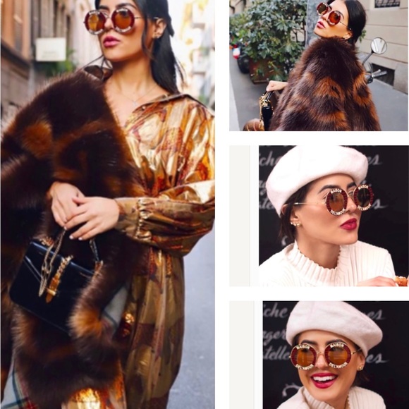 GUCCI UNISEX FUCHSIA CRYSTAL PAVE SUNGLASSES FROM THE BLIND BY LOVE COLLECTIONS - Picture 4 of 16